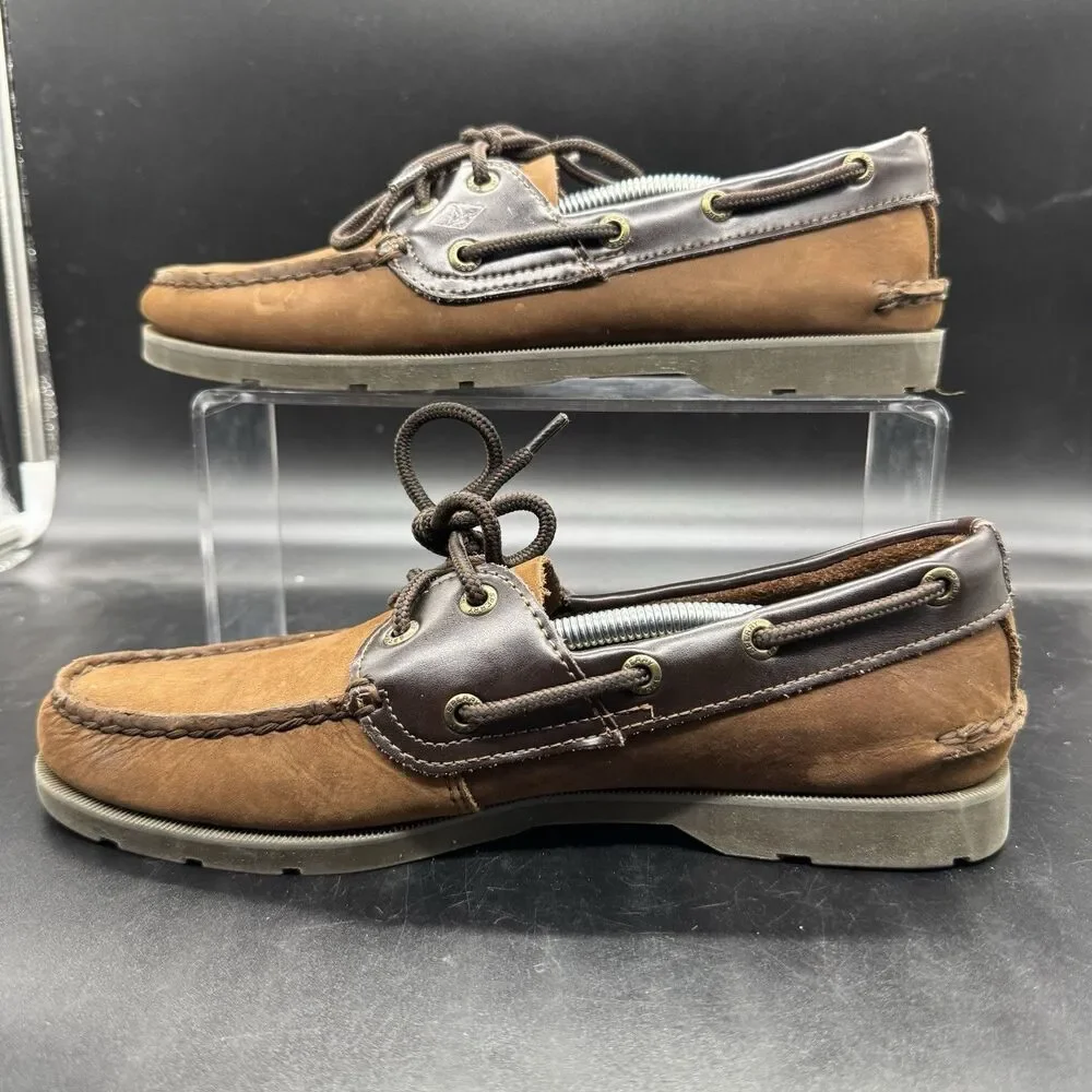 Sperry Mens Size 7M Leeward 2 Eye Boat Shoes Chocolate Brown Buck 0777896 EUC